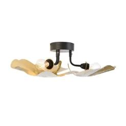 QAZQA Küchenlampen|Deckenleuchten*Orientalische Deckenleuchte aus Messing mit schwarzem 3-Licht - Louka