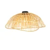 QAZQA Deckenleuchten|Wohnzimmerlampen*Orientalische Deckenleuchte schwarz mit natürlichem Bambus 62 cm - Pua