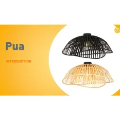 QAZQA Deckenleuchten|Wohnzimmerlampen*Orientalische Deckenleuchte schwarz mit natürlichem Bambus 62 cm - Pua