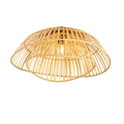 QAZQA Deckenleuchten|Wohnzimmerlampen*Orientalische Deckenleuchte schwarz mit natürlichem Bambus 62 cm - Pua