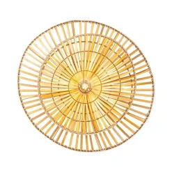 QAZQA Deckenleuchten|Wohnzimmerlampen*Orientalische Deckenleuchte schwarz mit natürlichem Bambus 62 cm - Pua