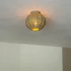 QAZQA Deckenleuchten|Wohnzimmerlampen*Orientalische Deckenleuchte Gold mit Grün 28,5 cm - Baloo