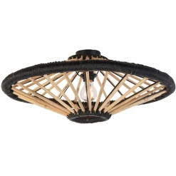 QAZQA Deckenleuchten|Esszimmerlampen*Orientalische Deckenleuchte Bambus mit Schwarz 60 cm - Evalin