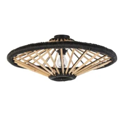 QAZQA Deckenleuchten|Esszimmerlampen*Orientalische Deckenleuchte Bambus mit Schwarz 60 cm - Evalin