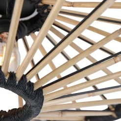 QAZQA Deckenleuchten|Esszimmerlampen*Orientalische Deckenleuchte Bambus mit Schwarz 60 cm - Evalin