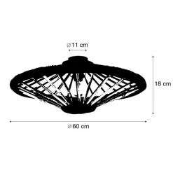 QAZQA Deckenleuchten|Esszimmerlampen*Orientalische Deckenleuchte Bambus mit Schwarz 60 cm - Evalin