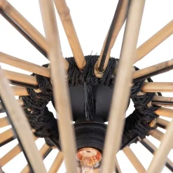 QAZQA Deckenleuchten|Esszimmerlampen*Orientalische Deckenleuchte Bambus mit Schwarz 60 cm - Evalin