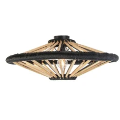 QAZQA Deckenleuchten|Esszimmerlampen*Orientalische Deckenleuchte Bambus mit Schwarz 60 cm - Evalin