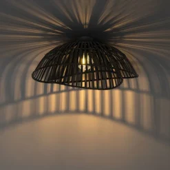 QAZQA Deckenleuchten|Wohnzimmerlampen*Orientalische Deckenleuchte aus schwarzem Bambus 62 cm - Pua