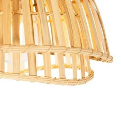 QAZQA Deckenleuchten|Wohnzimmerlampen*Orientalische Deckenleuchte schwarz mit natürlichem Bambus 30 cm - Pua