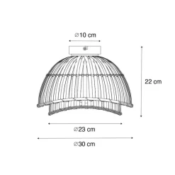 QAZQA Deckenleuchten|Wohnzimmerlampen*Orientalische Deckenleuchte schwarz mit natürlichem Bambus 30 cm - Pua