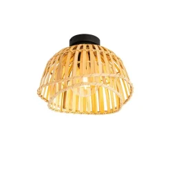 QAZQA Deckenleuchten|Wohnzimmerlampen*Orientalische Deckenleuchte schwarz mit natürlichem Bambus 30 cm - Pua