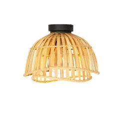 QAZQA Deckenleuchten|Wohnzimmerlampen*Orientalische Deckenleuchte schwarz mit natürlichem Bambus 30 cm - Pua