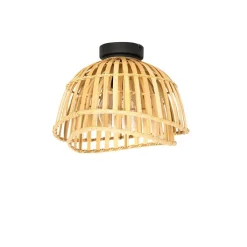 QAZQA Deckenleuchten|Wohnzimmerlampen*Orientalische Deckenleuchte schwarz mit natürlichem Bambus 30 cm - Pua