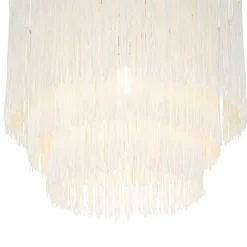 QAZQA Schlafzimmerlampen|Küchenlampen*Orientalische Deckenleuchte Gold cremefarbener Schirm mit Fransen - Franxa