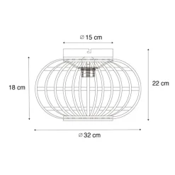 QAZQA Schlafzimmerlampen|Küchenlampen*Orientalische Deckenleuchte schwarz mit Bambus - Amira