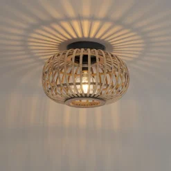 QAZQA Schlafzimmerlampen|Küchenlampen*Orientalische Deckenleuchte schwarz mit Bambus - Amira