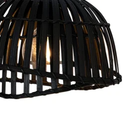 QAZQA Pendelleuchten|Wohnzimmerlampen*Orientalische Hängelampe aus schwarzem Bambus, 3-flammig – Pua