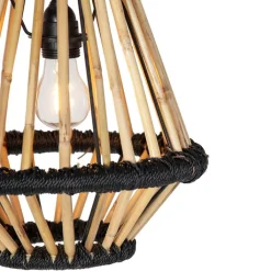 QAZQA Pendelleuchten|Wohnzimmerlampen*Orientalische Hängelampe Bambus mit Schwarz 32 cm - Evalin