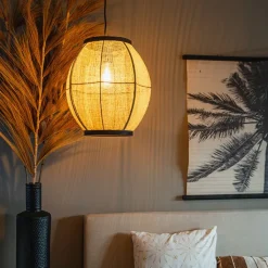 Kinder QAZQA Kinderzimmerlampen|Pendelleuchten*Orientalische Hängelampe braun Stoff 35 cm - Rob