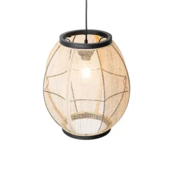 Kinder QAZQA Kinderzimmerlampen|Pendelleuchten*Orientalische Hängelampe braun Stoff 35 cm - Rob