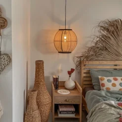 Kinder QAZQA Kinderzimmerlampen|Pendelleuchten*Orientalische Hängelampe braun Stoff 35 cm - Rob