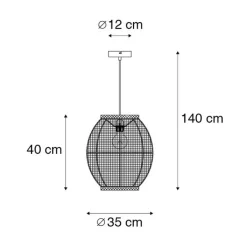 Kinder QAZQA Kinderzimmerlampen|Pendelleuchten*Orientalische Hängelampe braun Stoff 35 cm - Rob