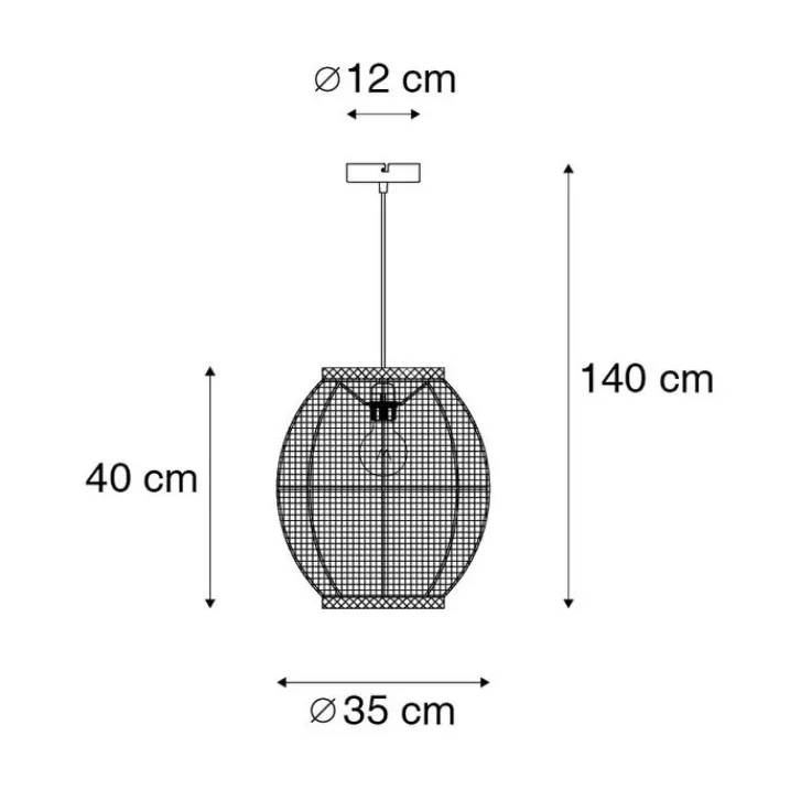 Kinder QAZQA Kinderzimmerlampen|Pendelleuchten*Orientalische Hängelampe braun Stoff 35 cm - Rob