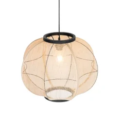 Kinder QAZQA Kinderzimmerlampen|Pendelleuchten*Orientalische Hängelampe braun Stoff 48 cm - Rob