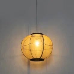 Kinder QAZQA Kinderzimmerlampen|Pendelleuchten*Orientalische Hängelampe braun Stoff 48 cm - Rob