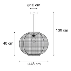 Kinder QAZQA Kinderzimmerlampen|Pendelleuchten*Orientalische Hängelampe braun Stoff 48 cm - Rob