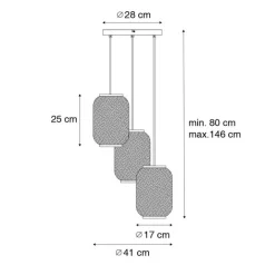 QAZQA Pendelleuchten|Wohnzimmerlampen*Orientalische Hängelampe Bambus 3-flammig - Yvonne