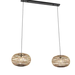 QAZQA Pendelleuchten|Wohnzimmerlampen*Orientalische Hängelampe Bambus 2-flammig - Amira
