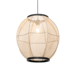 Kinder QAZQA Kinderzimmerlampen|Pendelleuchten*Orientalische Hängelampe braun Stoff 46 cm - Rob