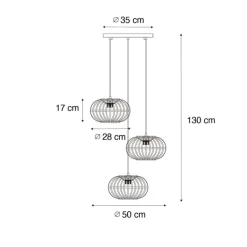 QAZQA Pendelleuchten|Wohnzimmerlampen*Orientalische Hängelampe Bambus 3-flammig rund - Amira
