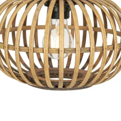 QAZQA Pendelleuchten|Wohnzimmerlampen*Orientalische Hängelampe Bambus 3-flammig rund - Amira