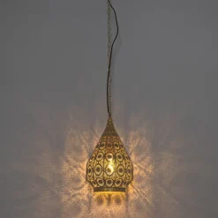 QAZQA Pendelleuchten|Wohnzimmerlampen*Orientalische Hängelampe Gold mit Muster 26cm - Mowgli