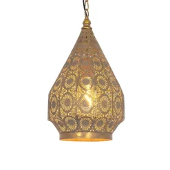 QAZQA Pendelleuchten|Wohnzimmerlampen*Orientalische Hängelampe Gold mit Muster 26cm - Mowgli