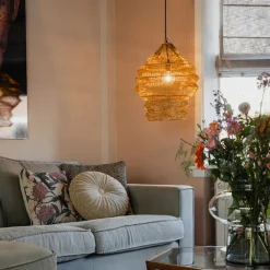 QAZQA Pendelleuchten|Wohnzimmerlampen*Orientalische Hängelampe Gold 45 cm x 60 cm - Vadi