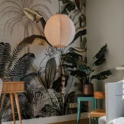 Kinder QAZQA Kinderzimmerlampen|Pendelleuchten*Orientalische Hängelampe Naturstoff 46 cm - Rob