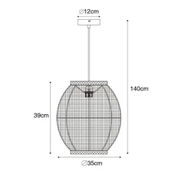 Kinder QAZQA Kinderzimmerlampen|Pendelleuchten*Orientalische Hängelampe Naturstoff 35 cm - Rob