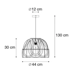 QAZQA Pendelleuchten|Wohnzimmerlampen*Orientalische Hängelampe Rattan 44 cm - Michelle