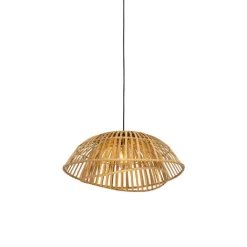 QAZQA Pendelleuchten|Wohnzimmerlampen*Orientalische Hängelampe schwarz mit natürlichem Bambus 62 cm - Pua