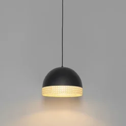 QAZQA Pendelleuchten|Wohnzimmerlampen*Orientalische Hängelampe schwarz mit Rattan 30 cm - Magna Rattan