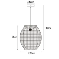 Kinder QAZQA Kinderzimmerlampen|Pendelleuchten*Orientalische Hängelampe Schwarz Stoff 35 cm - Rob