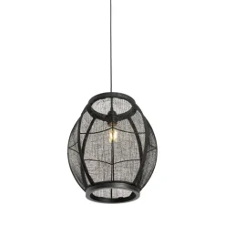 Kinder QAZQA Kinderzimmerlampen|Pendelleuchten*Orientalische Hängelampe Schwarz Stoff 35 cm - Rob