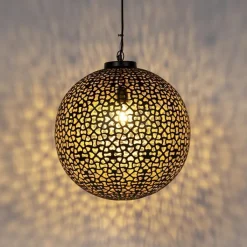 QAZQA Pendelleuchten|Wohnzimmerlampen*Orientalische Hängelampe schwarz mit Gold 45 cm - Radiante