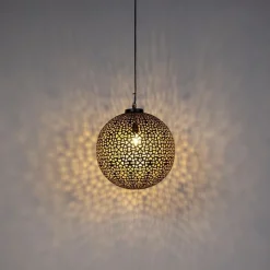 QAZQA Pendelleuchten|Wohnzimmerlampen*Orientalische Hängelampe schwarz mit Gold 45 cm - Radiante
