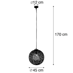 QAZQA Pendelleuchten|Wohnzimmerlampen*Orientalische Hängelampe schwarz mit Gold 45 cm - Radiante