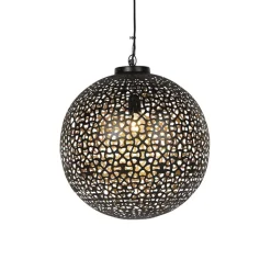 QAZQA Pendelleuchten|Wohnzimmerlampen*Orientalische Hängelampe schwarz mit Gold 45 cm - Radiante